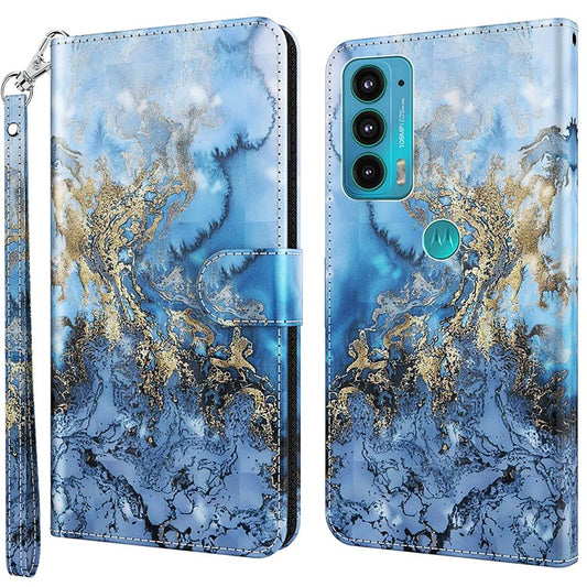 PU Leather Shockproof Phone Cover 3D Pattern Printing Stand Phone Case with Wallet Strap for Motorola Moto E20/E30/E40 - Bauhinia Valley