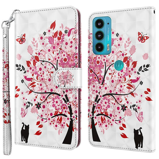 PU Leather Shockproof Phone Cover 3D Pattern Printing Stand Phone Case with Wallet Strap for Motorola Moto E20/E30/E40 - Wish Tree