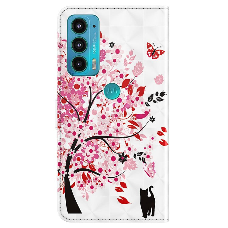 PU Leather Shockproof Phone Cover 3D Pattern Printing Stand Phone Case with Wallet Strap for Motorola Moto E20/E30/E40 - Wish Tree