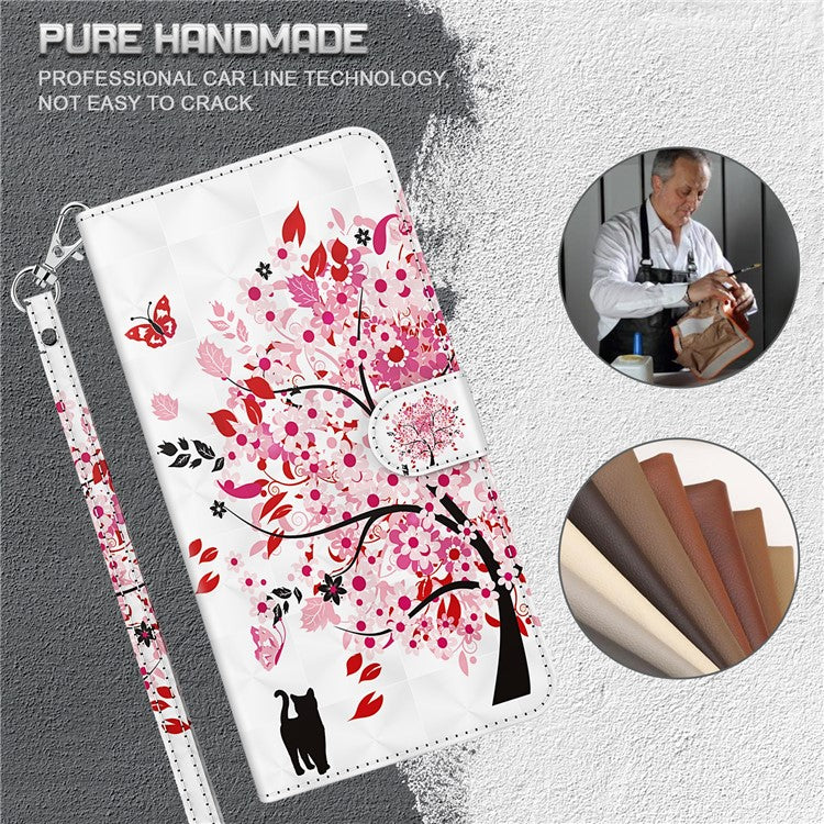 3D Pattern Printing PU Leather Phone Case Wallet Stand Feature Flip Folio Cover with Strap for Motorola Moto G31 4G/G41 4G - Wish Tree