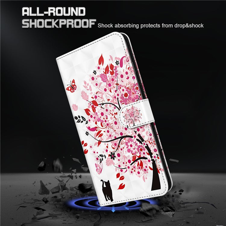 3D Pattern Printing PU Leather Phone Case Wallet Stand Feature Flip Folio Cover with Strap for Motorola Moto G31 4G/G41 4G - Wish Tree