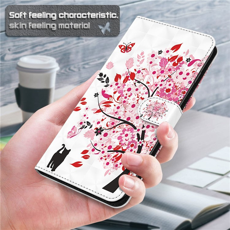 3D Pattern Printing PU Leather Phone Case Wallet Stand Feature Flip Folio Cover with Strap for Motorola Moto G31 4G/G41 4G - Wish Tree