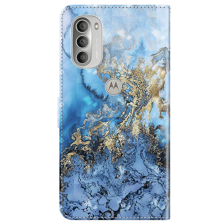 PU Leather Wallet Stand Phone Case 3D Pattern Printing Protective Cover with Strap for Motorola Moto G51 5G - Bauhinia Valley