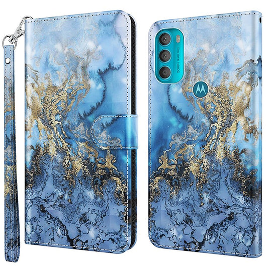 Stand PU Leather Phone Protector 3D Pattern Printing Phone Case with Wallet Strap for Motorola Moto G71 5G - Bauhinia Valley