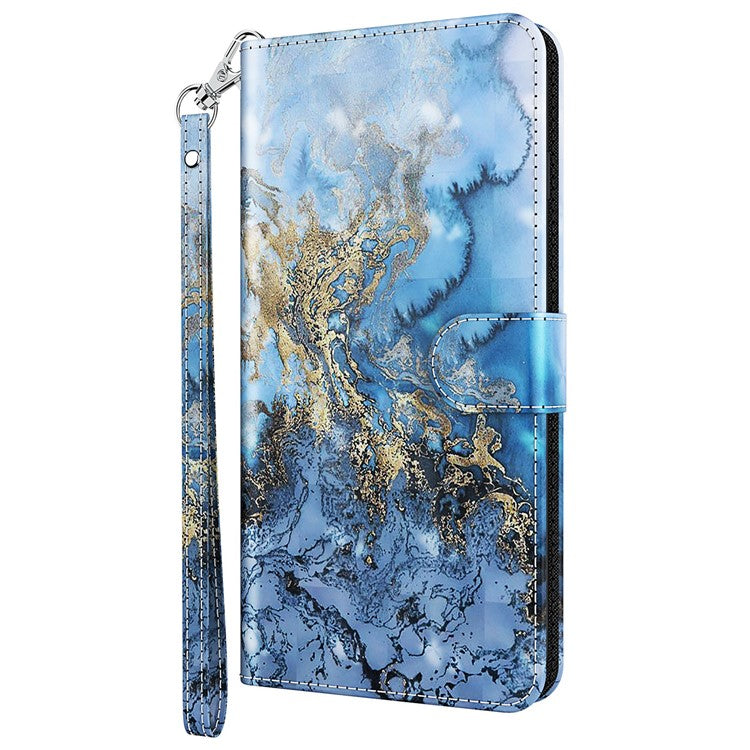 Stand PU Leather Phone Protector 3D Pattern Printing Phone Case with Wallet Strap for Motorola Moto G71 5G - Bauhinia Valley