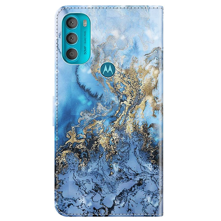 Stand PU Leather Phone Protector 3D Pattern Printing Phone Case with Wallet Strap for Motorola Moto G71 5G - Bauhinia Valley