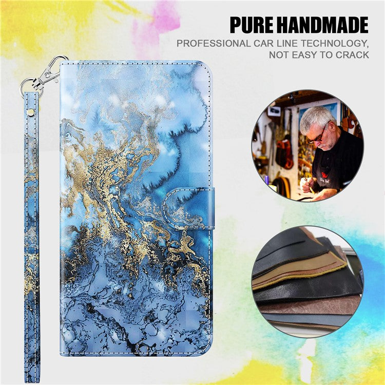 Stand PU Leather Phone Protector 3D Pattern Printing Phone Case with Wallet Strap for Motorola Moto G71 5G - Bauhinia Valley