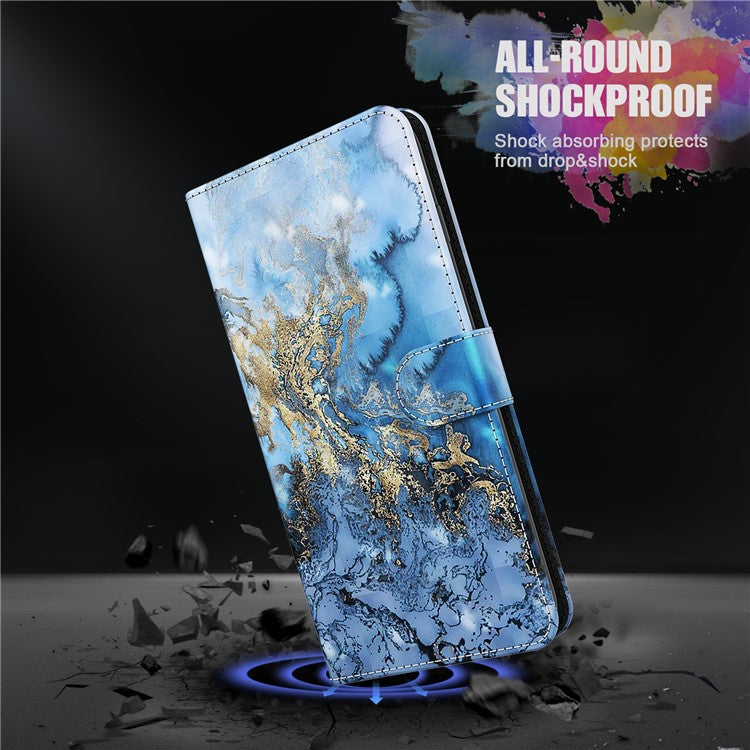 Stand PU Leather Phone Protector 3D Pattern Printing Phone Case with Wallet Strap for Motorola Moto G71 5G - Bauhinia Valley