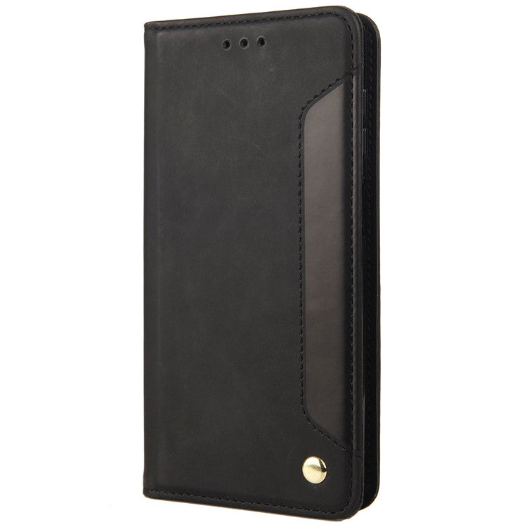Skin-touch Splicing Stand Wallet Design PU Leather Cover Inner TPU Phone Case for Motorola Moto E20/E30/E40 - Black