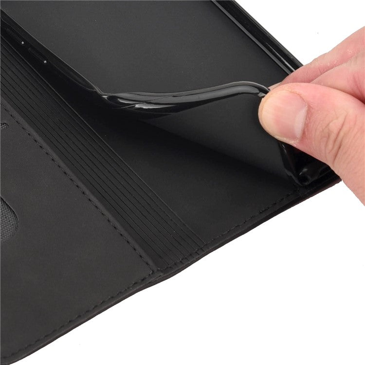 Skin-touch Splicing Stand Wallet Design PU Leather Cover Inner TPU Phone Case for Motorola Moto E20/E30/E40 - Black