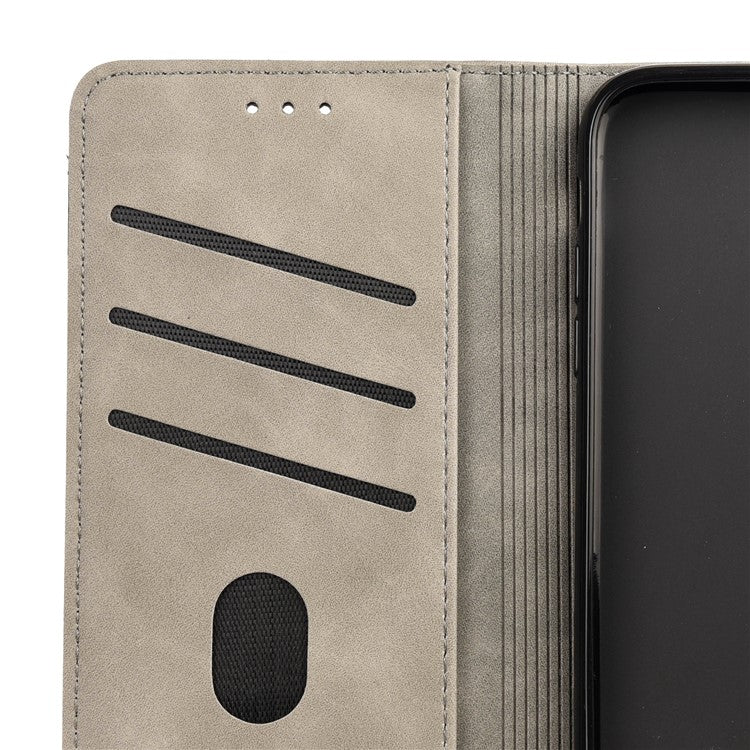 Skin-touch Splicing Stand Wallet Design PU Leather Cover Inner TPU Phone Case for Motorola Moto E20/E30/E40 - Grey