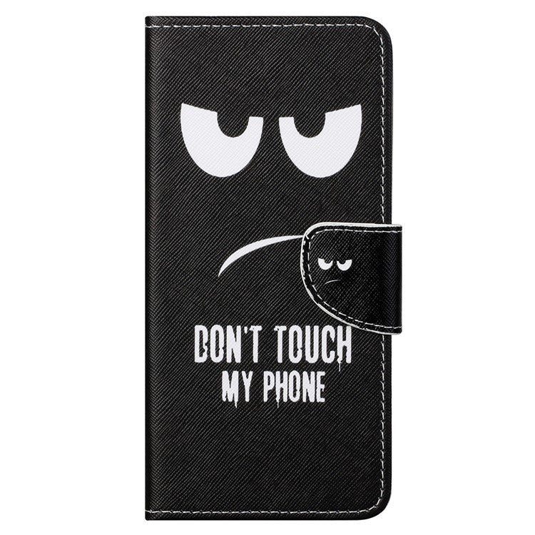 Cross Texture Folding Phone Case PU Leather Magnetic Closed Protective Cover with Wallet for Motorola Moto G31/G41 - Don't Touch My Phone