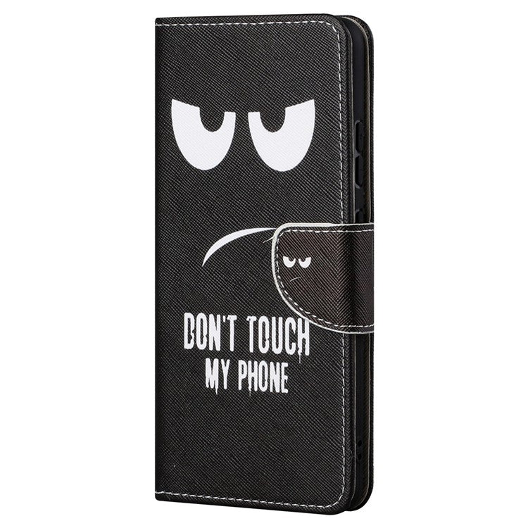 Cross Texture Folding Phone Case PU Leather Magnetic Closed Protective Cover with Wallet for Motorola Moto G31/G41 - Don't Touch My Phone