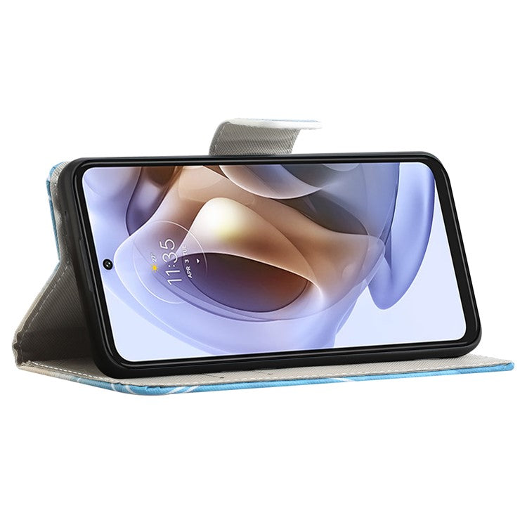 Cross Texture Folding Phone Case PU Leather Magnetic Closed Protective Cover with Wallet for Motorola Moto G31/G41 - Don't Touch My Phone