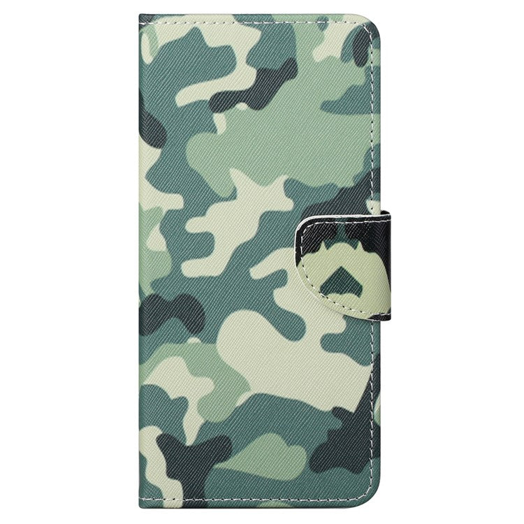 Cross Texture Folding Phone Case PU Leather Magnetic Closed Protective Cover with Wallet for Motorola Moto G31/G41 - Camouflage
