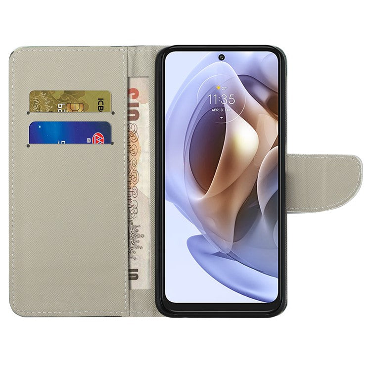 Cross Texture Folding Phone Case PU Leather Magnetic Closed Protective Cover with Wallet for Motorola Moto G31/G41 - Camouflage