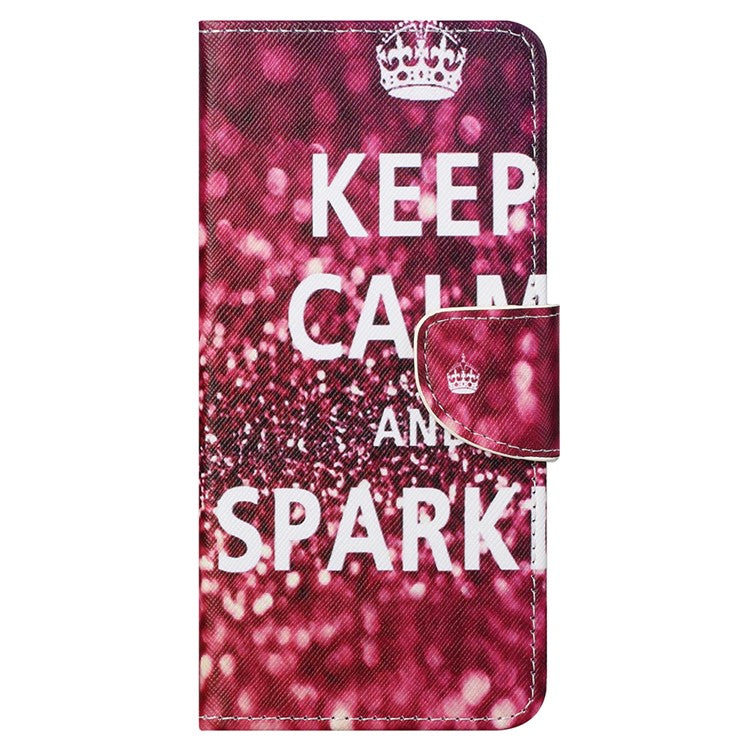 Cross Texture Folding Phone Case PU Leather Magnetic Closed Protective Cover with Wallet for Motorola Moto G31/G41 - Keep Calm and Sparkle