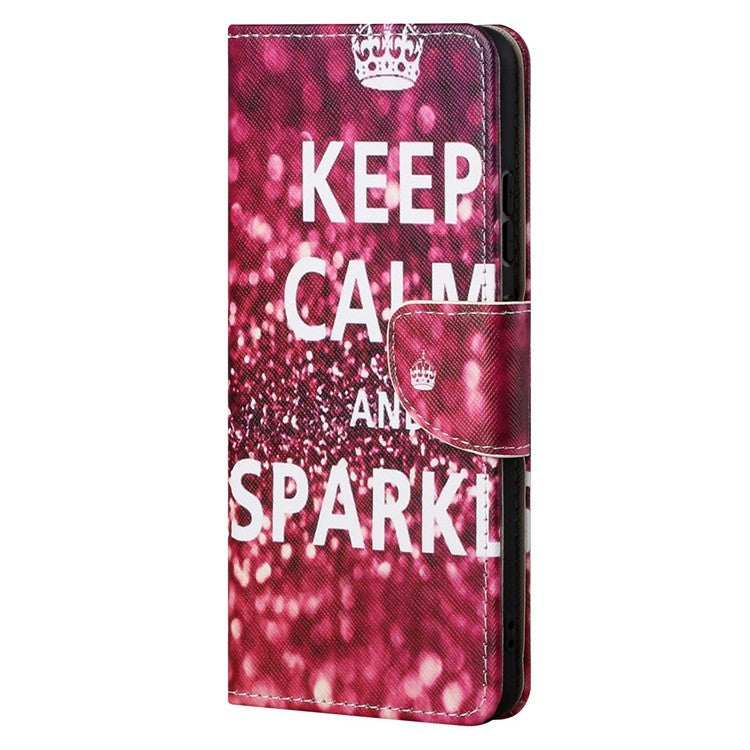 Cross Texture Folding Phone Case PU Leather Magnetic Closed Protective Cover with Wallet for Motorola Moto G31/G41 - Keep Calm and Sparkle
