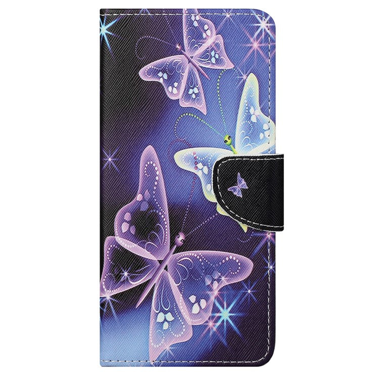 Cross Texture Folding Phone Case PU Leather Magnetic Closed Protective Cover with Wallet for Motorola Moto G31/G41 - Sparkling Butterflies