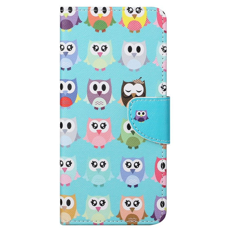 Cross Texture Folding Phone Case PU Leather Magnetic Closed Protective Cover with Wallet for Motorola Moto G31/G41 - Cute Owls