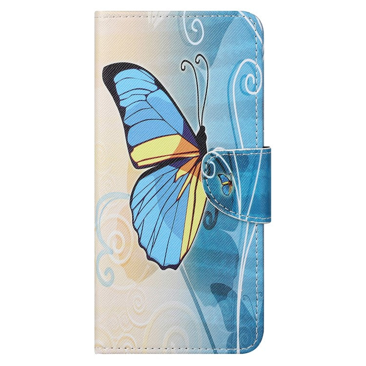 Cross Texture Folding Phone Case PU Leather Magnetic Closed Protective Cover with Wallet for Motorola Moto G31/G41 - Blue Butterfly