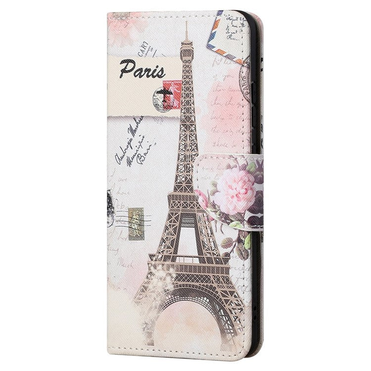 Cross Texture Folding Phone Case PU Leather Magnetic Closed Protective Cover with Wallet for Motorola Moto G31/G41 - Tower