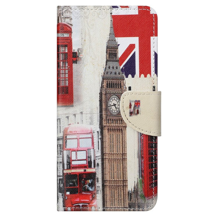 Cross Texture Folding Phone Case PU Leather Magnetic Closed Protective Cover with Wallet for Motorola Moto G31/G41 - London Big Ben