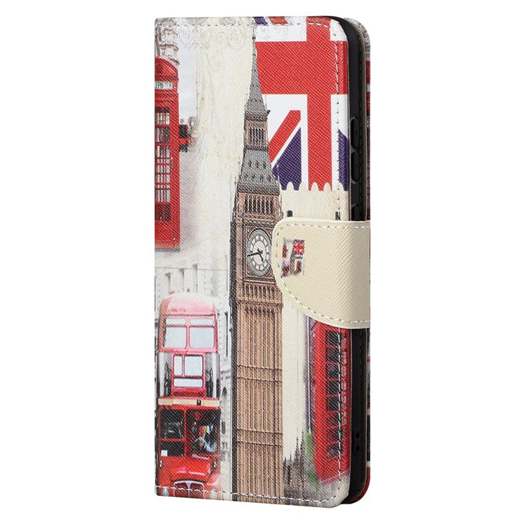 Cross Texture Folding Phone Case PU Leather Magnetic Closed Protective Cover with Wallet for Motorola Moto G31/G41 - London Big Ben
