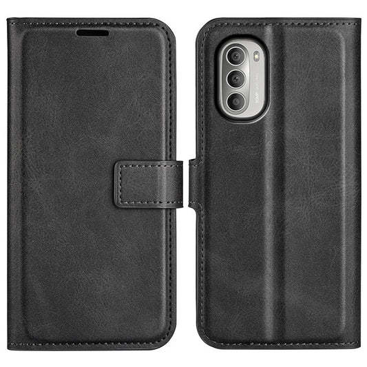 PU Leather Flip Protective Shockproof Wallet Phone Case Cover with Stand for Motorola Moto G51 5G - Black
