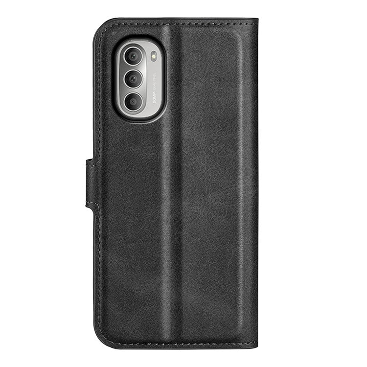 PU Leather Flip Protective Shockproof Wallet Phone Case Cover with Stand for Motorola Moto G51 5G - Black
