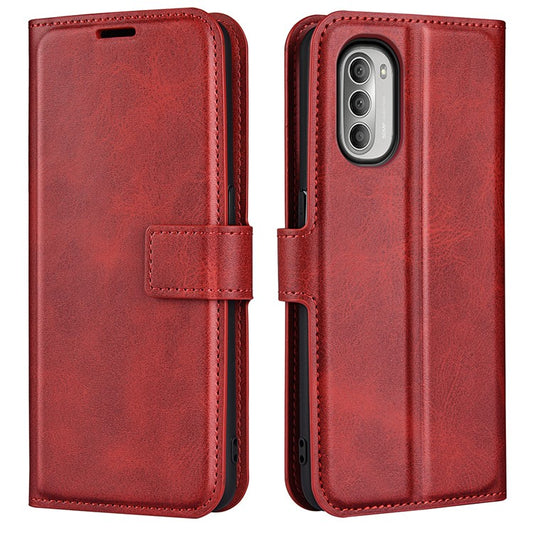 PU Leather Flip Protective Shockproof Wallet Phone Case Cover with Stand for Motorola Moto G51 5G - Red