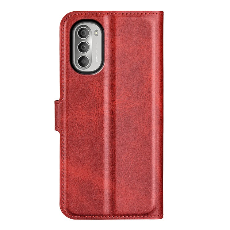 PU Leather Flip Protective Shockproof Wallet Phone Case Cover with Stand for Motorola Moto G51 5G - Red