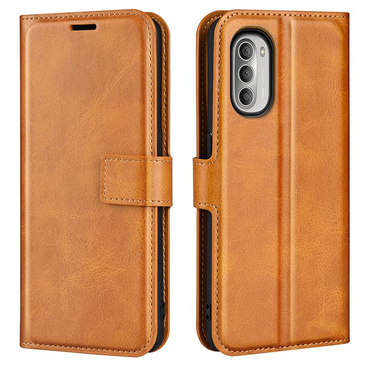 PU Leather Flip Protective Shockproof Wallet Phone Case Cover with Stand for Motorola Moto G51 5G - Yellow
