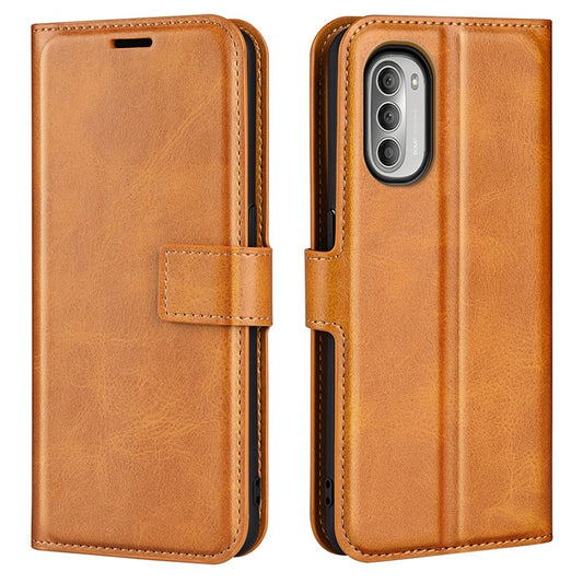 PU Leather Flip Protective Shockproof Wallet Phone Case Cover with Stand for Motorola Moto G51 5G - Yellow