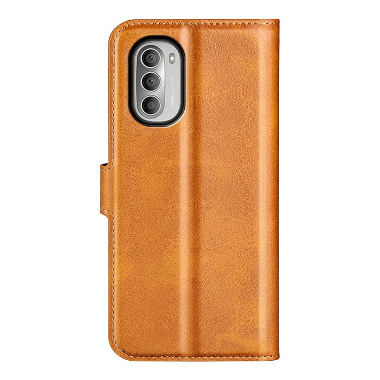 PU Leather Flip Protective Shockproof Wallet Phone Case Cover with Stand for Motorola Moto G51 5G - Yellow