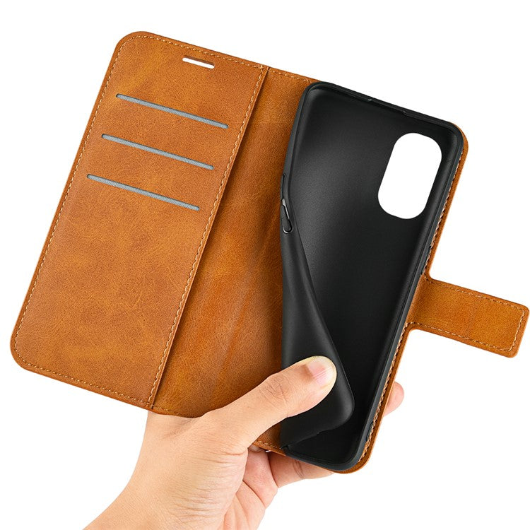 PU Leather Flip Protective Shockproof Wallet Phone Case Cover with Stand for Motorola Moto G51 5G - Yellow