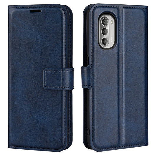 PU Leather Flip Protective Shockproof Wallet Phone Case Cover with Stand for Motorola Moto G51 5G - Blue