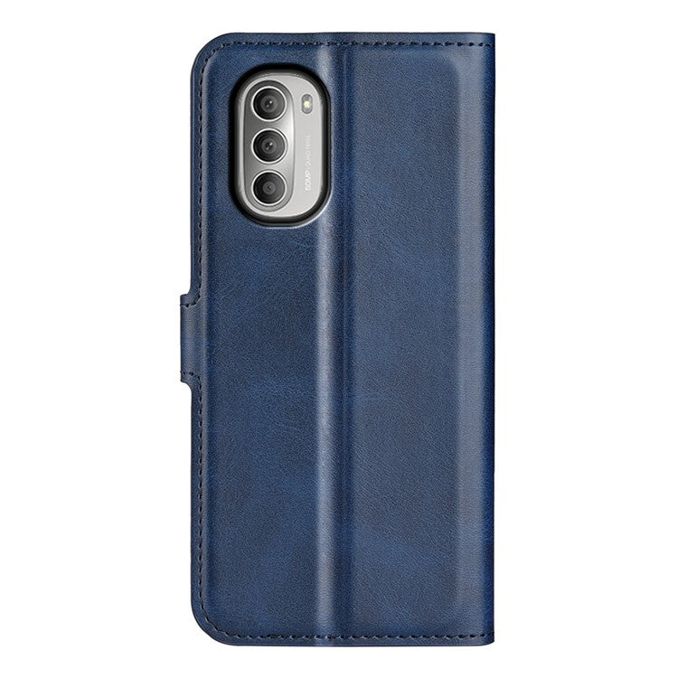 PU Leather Flip Protective Shockproof Wallet Phone Case Cover with Stand for Motorola Moto G51 5G - Blue