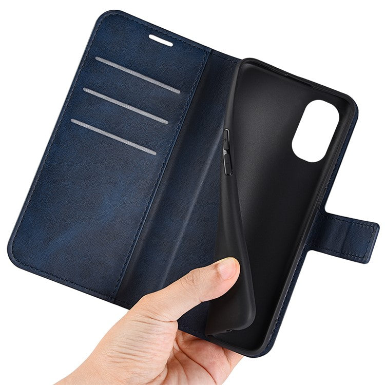 PU Leather Flip Protective Shockproof Wallet Phone Case Cover with Stand for Motorola Moto G51 5G - Blue