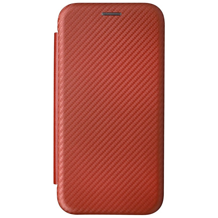 Carbon Fiber Texture Foldable Stand PU Leather Cover Folio Flip Phone Case with Card Slot for Motorola Moto G71 5G - Orange