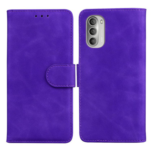 Scratch-resistant TPU+PU Leather Case Magnetic Mobile Phone Case Wallet Cover with Stand for Motorola Moto G51 5G - Purple