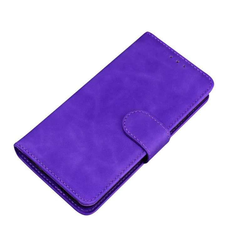 Scratch-resistant TPU+PU Leather Case Magnetic Mobile Phone Case Wallet Cover with Stand for Motorola Moto G51 5G - Purple