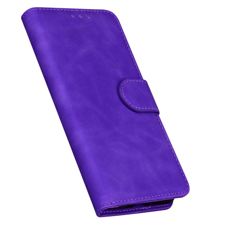 Scratch-resistant TPU+PU Leather Case Magnetic Mobile Phone Case Wallet Cover with Stand for Motorola Moto G51 5G - Purple