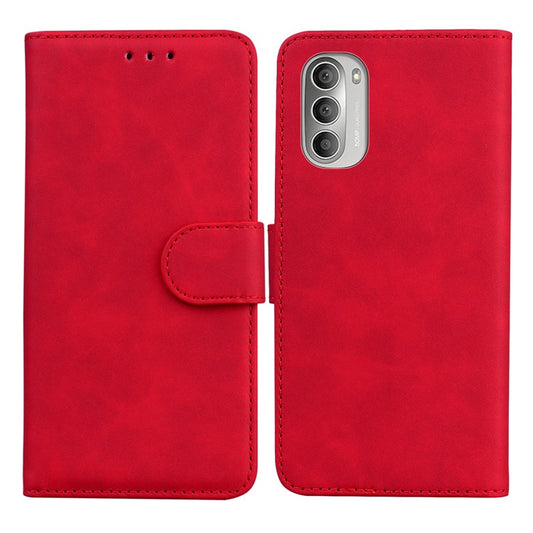 Scratch-resistant TPU+PU Leather Case Magnetic Mobile Phone Case Wallet Cover with Stand for Motorola Moto G51 5G - Red