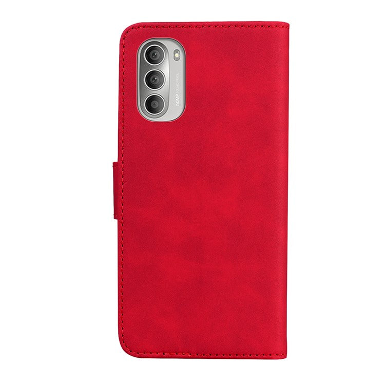 Scratch-resistant TPU+PU Leather Case Magnetic Mobile Phone Case Wallet Cover with Stand for Motorola Moto G51 5G - Red