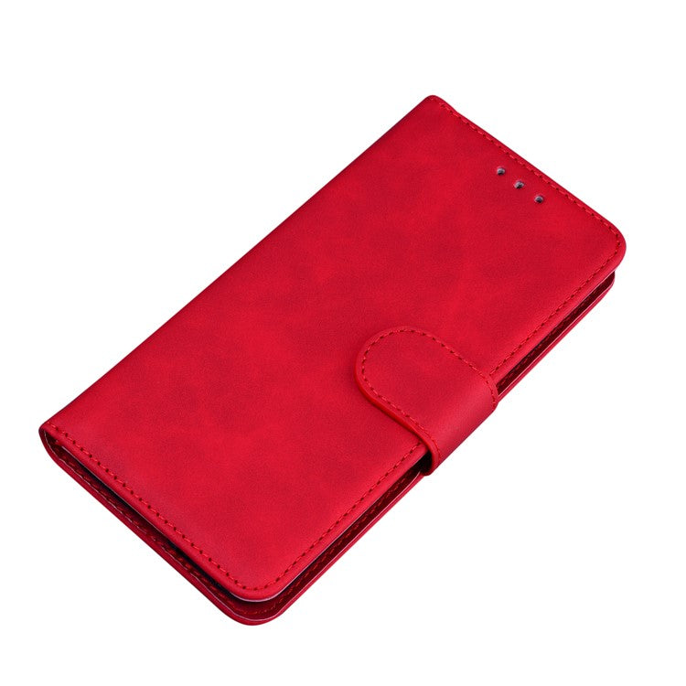 Scratch-resistant TPU+PU Leather Case Magnetic Mobile Phone Case Wallet Cover with Stand for Motorola Moto G51 5G - Red