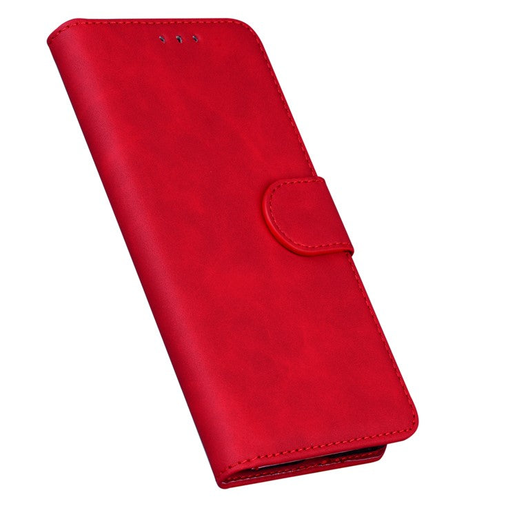 Scratch-resistant TPU+PU Leather Case Magnetic Mobile Phone Case Wallet Cover with Stand for Motorola Moto G51 5G - Red