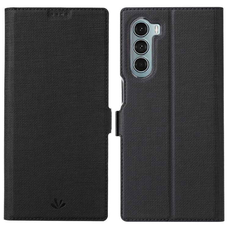 VILI K Series Anti-drop protection Double Magnetic Clasps Closure Stand Wallet Leather Phone Case Shell for Motorola Moto G200 5G - Black