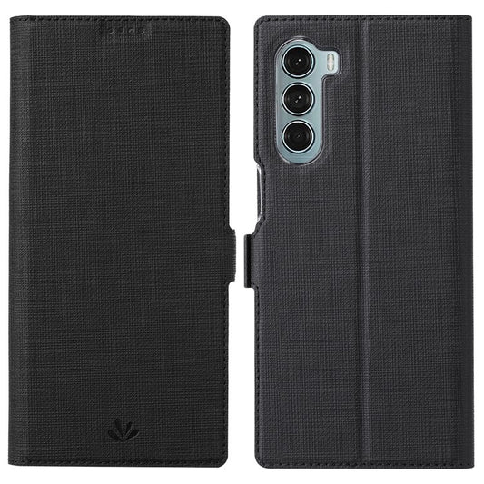 VILI K Series Anti-drop protection Double Magnetic Clasps Closure Stand Wallet Leather Phone Case Shell for Motorola Moto G200 5G - Black