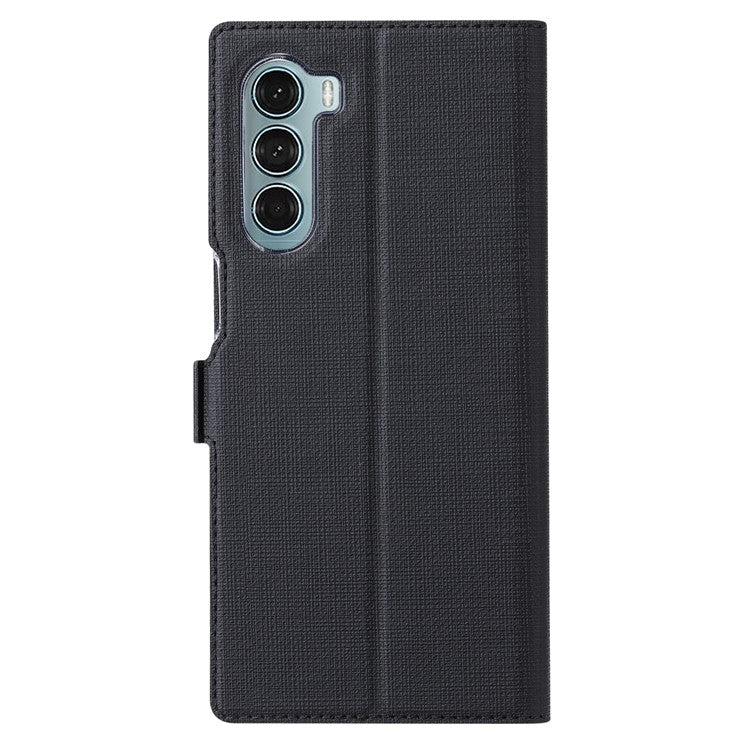 VILI K Series Anti-drop protection Double Magnetic Clasps Closure Stand Wallet Leather Phone Case Shell for Motorola Moto G200 5G - Black